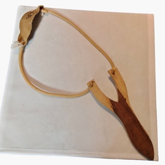 Handmade Wooden Slingshot Rubber Strands Leather Catapult- need initials and rul - Picture 3 of 4